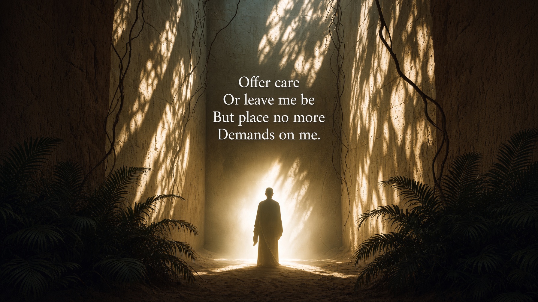 offer care or leave me be but place no more demands on me 19comma1 vs 1